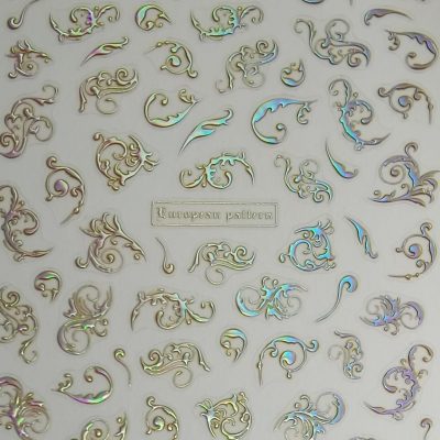 Sticker Lovely Nails Arabesco plata holografico