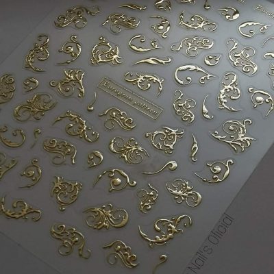 Stiker Lovely Nails Arabesco Dorado