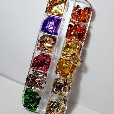 Caja Exotic Nails hoja de oro de colores