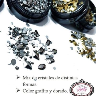 Cristal mix Lovely Nails Dorado tarrito