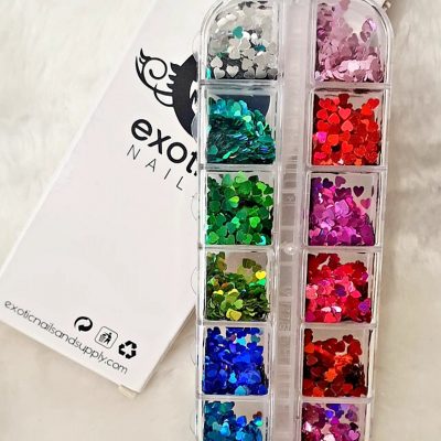 Caja Exotic Nails Acetato corazon metalico