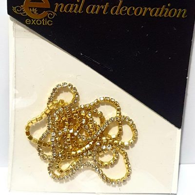 Dije Exotic Nails Cadena Dorada con Cristal Blanco