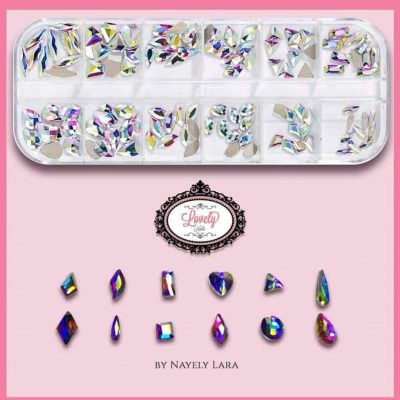 Caja de Cristales Premium, 12 Figuras, 120 piezas Lovely Nails