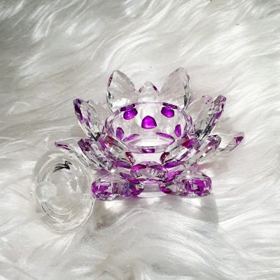 Godete de Cristal con tapa Flor de Loto Morado