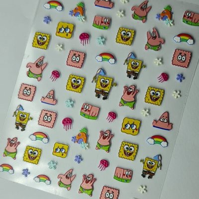 Stiker Lovely Nails Bob esponja Arcoiris