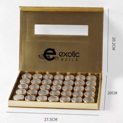 Caja organizadora Deluxe Exotic Nails con 35 contenedores redondos individuales