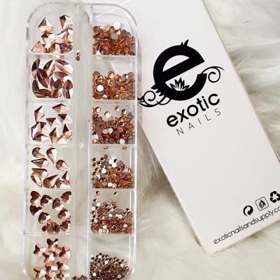 Cristal Mix Exotic Nails Figuras y redondo rose gold