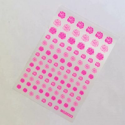 Stiker lovely nails Rosas Neon