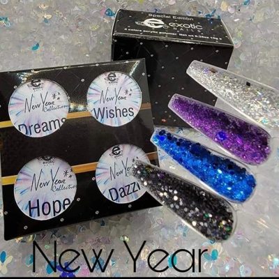 Coleccion Exotic Nails 4 tonos Art color glitter