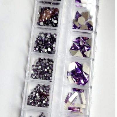 Cristal Mix Lovely Nails Figuras y redondo Morado