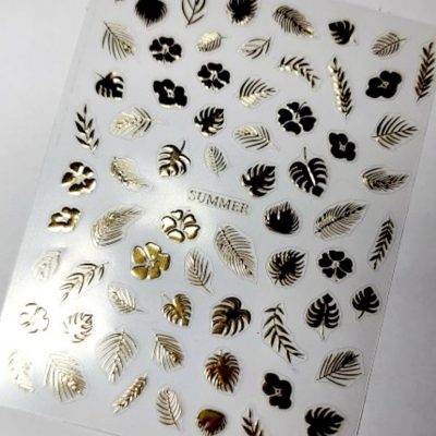 Stiker Lovely Nails Dorado hojita