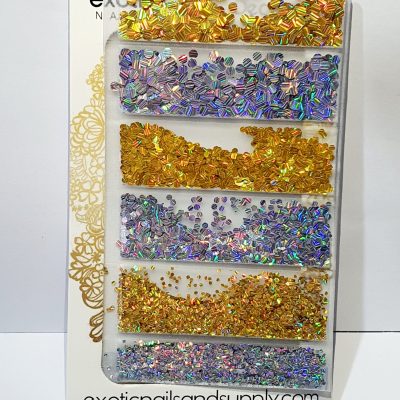 Blister Exotic nails Mix dorado/plata