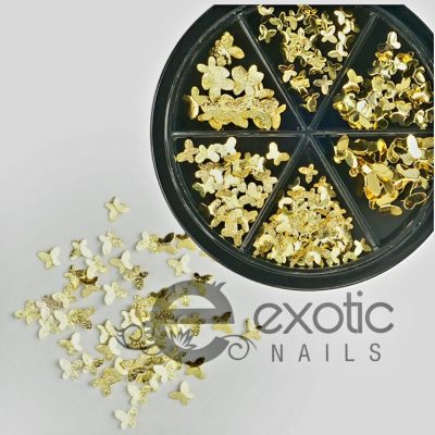 Dije Exotic Nails Carrusel Mariposa Metalica dorada