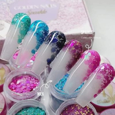 Coleccion acrilicos Sparkle Golden Nails