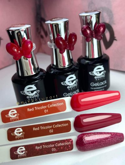 Gama Gelack Exotic Nails Red ,3 tonos de 15 ml