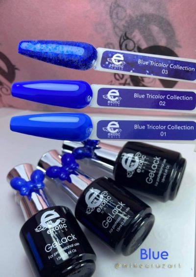 Gama Gelack Exotic Nails Blue ,3 tonos de 15 ml