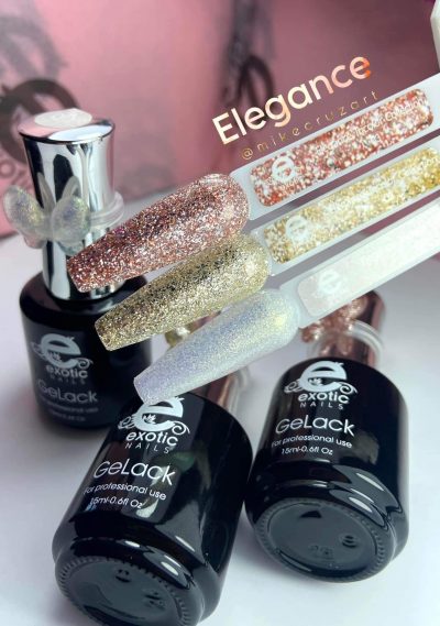 Gama Gelack Exotic Nails Elegance ,3 tonos de 15 ml