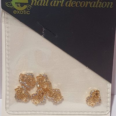 Dije Exotic Nails Corazon Barbie con  Cristales plata