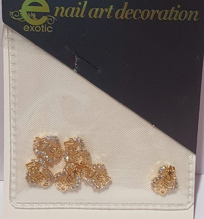 Dije Exotic Nails Corazon Barbie con  Cristales plata