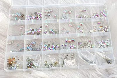 Caja de Cristales de figuras y 6 números diferentes de cristal redondo
