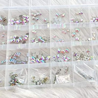 Caja de Cristales de figuras y 6 números diferentes de cristal redondo