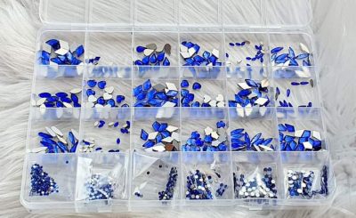Caja de Cristales de figuras y 6 números diferentes de cristal redondo