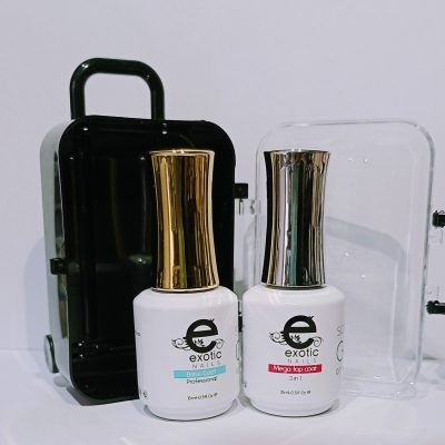 Maletita Duo Megatop y base coat Exotic 
Nails 
Edición limitada
