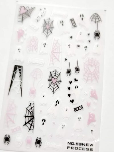 Stiker Lovely Nails Halloween Telaraña pink