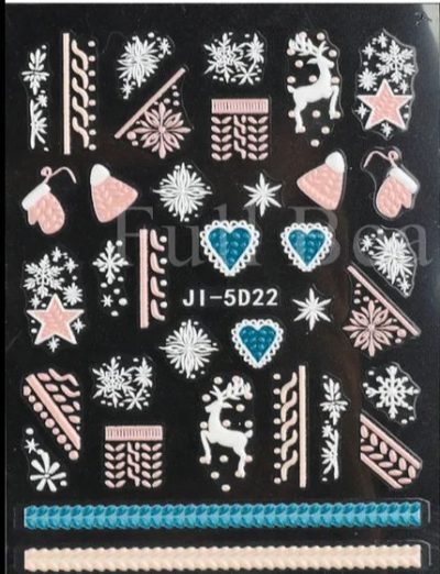 Stiker Navideño Winter pink/blue