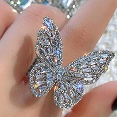 Anillo Exotic Nails Mariposa plata