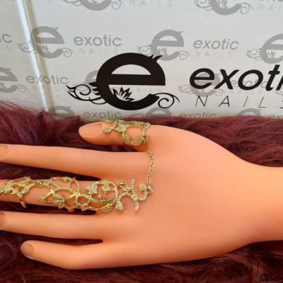 Anillo Exotic Nails Doble dorado