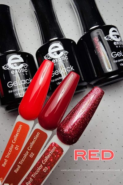 Gama Gelack Tricolor Exotic Nails Red