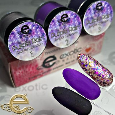 Colección Acrílico Purple Rain Tricolor 1/4oz. Exotic Nails