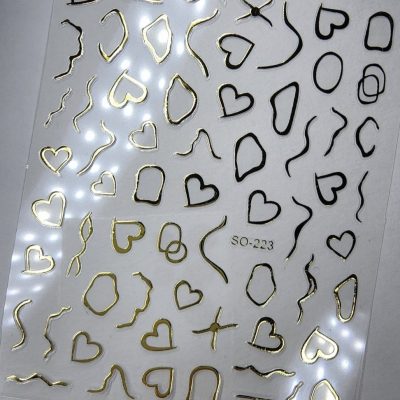 Stiker Lovely Nails Contorno y corazón Dorado