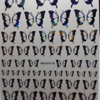 Stiker Lovely Nails Mariposa Grafito Holografica
