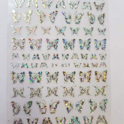 Stiker Lovely Nails Mariposa Plata 37