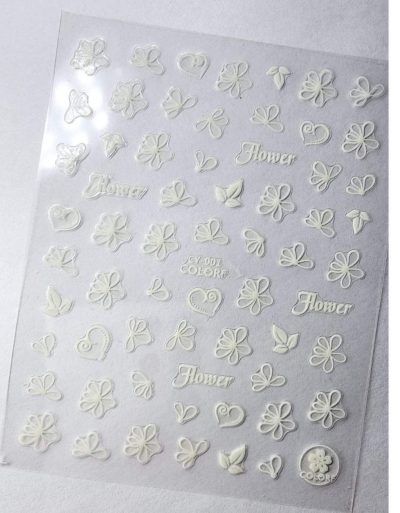 Stiker Lovely Nails Flower Blanca
