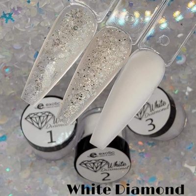 Colección Exotic Nails Acrílico Tricolor White Diamond  1/4oz